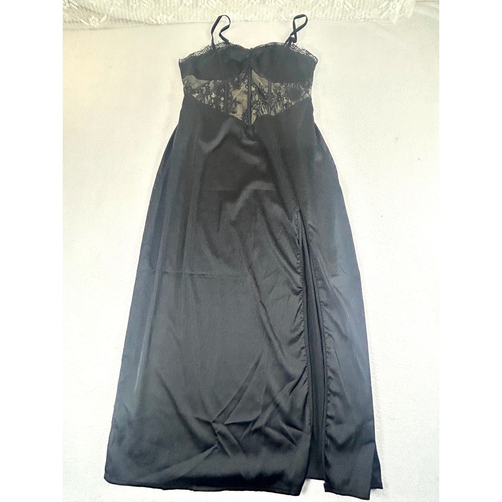 Unbranded Satin Maxi Dress Women Large Black Lingerie Inspired
